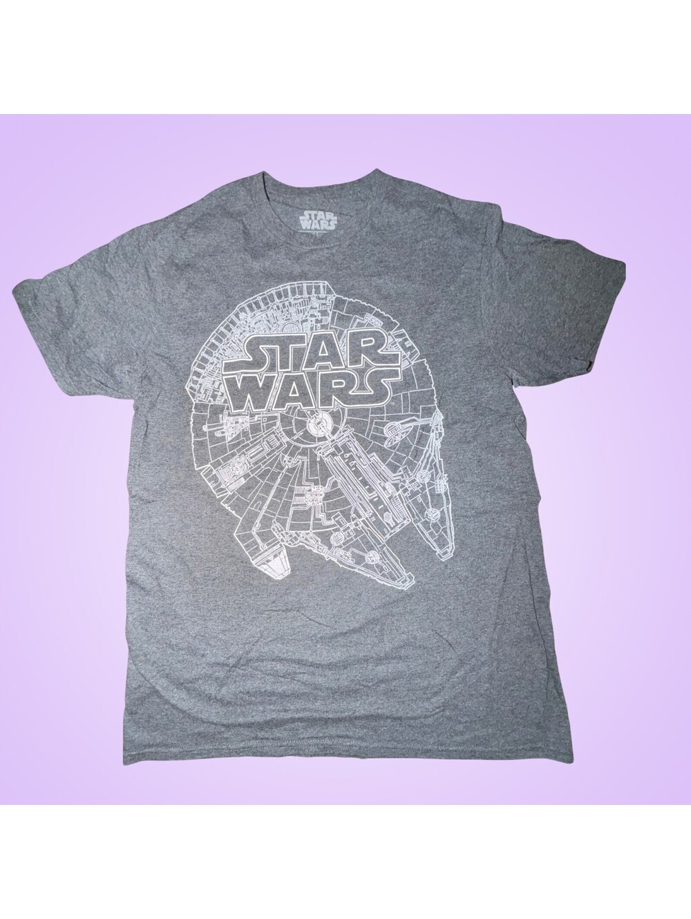 Fifth Sun Star Wars Millennium Falcon Graphic T-Shirt Heather Gray Medium